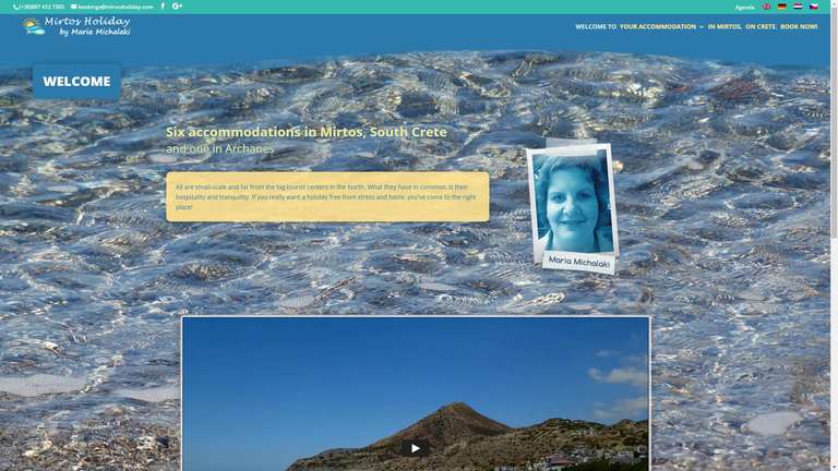 screenshot Mirtos Holiday website