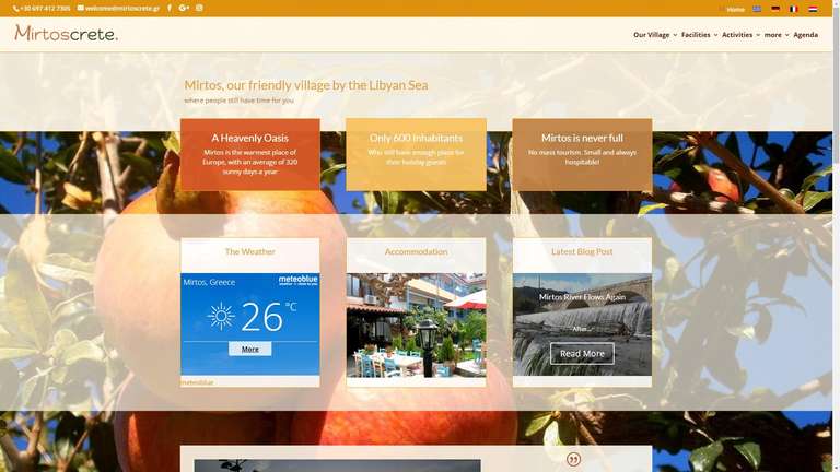 screenshot Mirtos Crete website