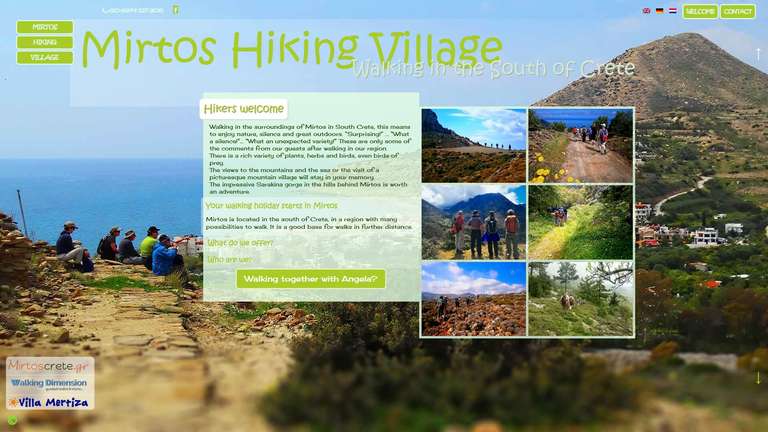 screenshot Mirtos Hiking Village website