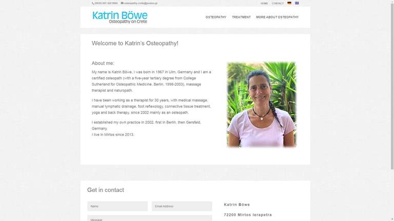 screenshot Katrin Böwe Osteopathy website